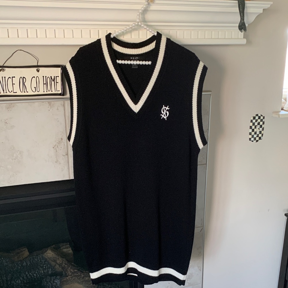 Free Shipping KSUBI Black and White Sleeveless Sweater Vest; worn once.